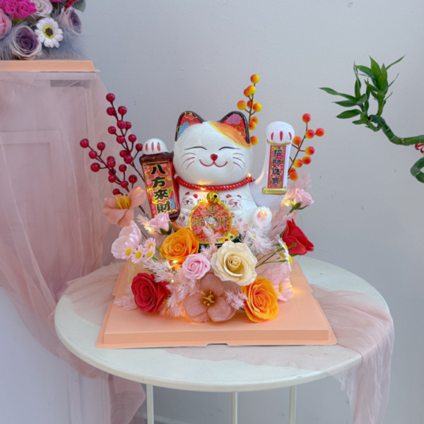 Congratulatory Soap Flower Box  | Lucky Neko with LED light